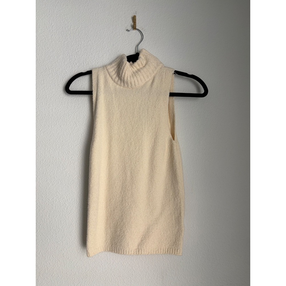 Express‎ Cream Sleeveless Turtleneck Bouclé Knit Sweater Shell Top Small